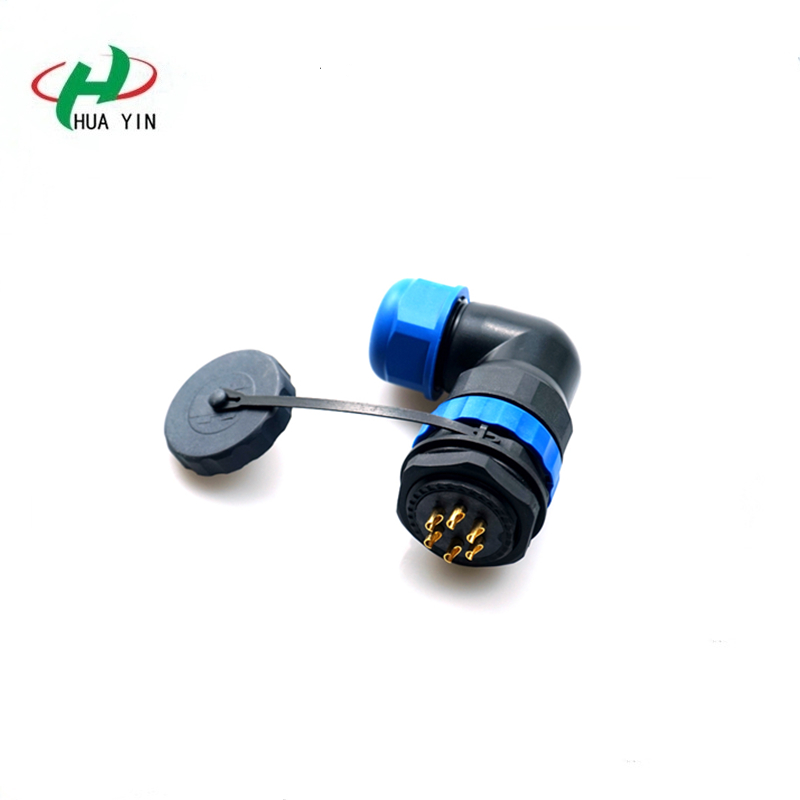 M28 6core waterproof aviation plug and socket IP67 male and female joint elbow rear nut connector