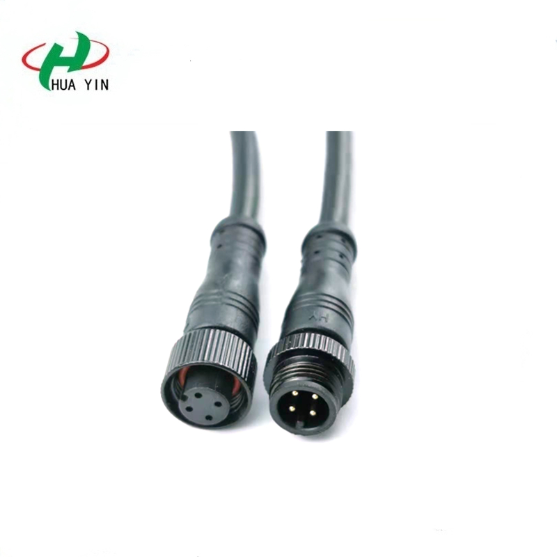 Generic 4Pin M/F Plug Waterproof   metal  Connector Cable Black