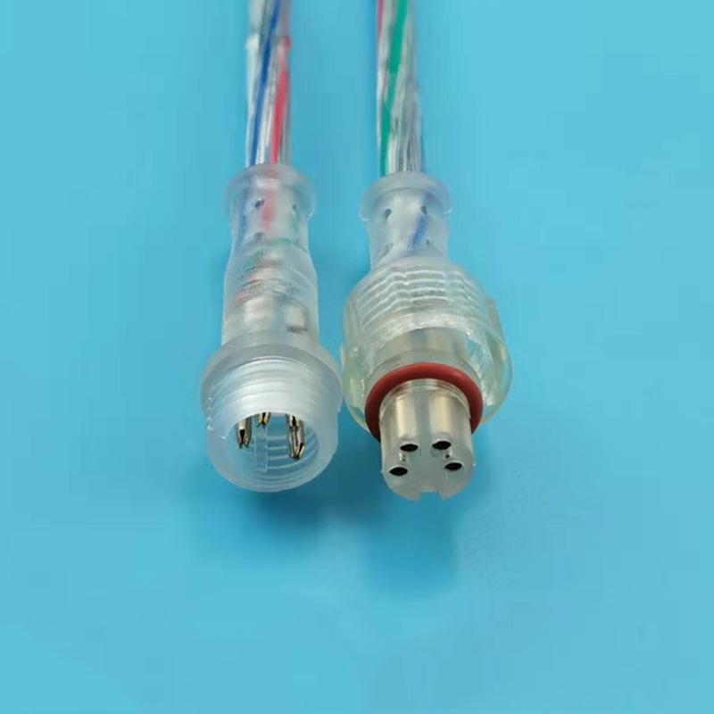 4 core transparent waterproof cable 4Pin transparent male and female cable LED transparent waterproof cable